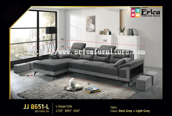 L SHAPE SOFA - FABRIC 8651/8653