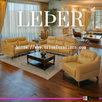 Leper Half Cow Leather/Fabric Sofa