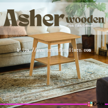 Asher Solid Wooden Side Table/ Solid Rubberwood/ End Table