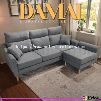 Damai - 3 Seater Fabric Sofa with Stool / 3 Seater + Stool Sofa