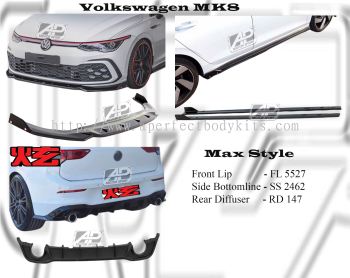 Volkswagen MK8 Max Style Front Lip, Side Bottomline, Rear Diffuser (Carbon Fibre / Forged Carbon / F
