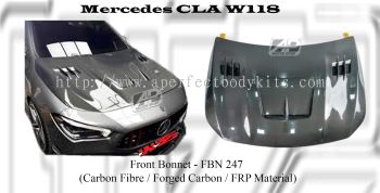 Mercedes CLA W118 Front Boonet (Carbon Fibre / Forged Carbon / FRP Material)