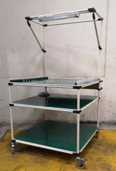 3 Levels ABS Pipe & Joint Work Table w/ Plywood w/ Esd Mat ,Led Tube,Guide Bar,Plastic Cover&Wheel 