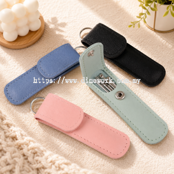 Portable Ear Pick Set with PU Leather Case 0492