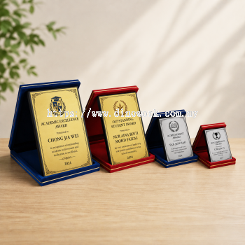 Wooden Award Plaque with Velvet Presentation Case