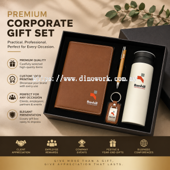 Premium Corporate Gift Set with Notebook, Metal Pen, Key Holder and Thermal Flask