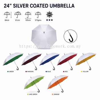 UV Protection Auto Open J-handle Umbrella (Silver Coated)