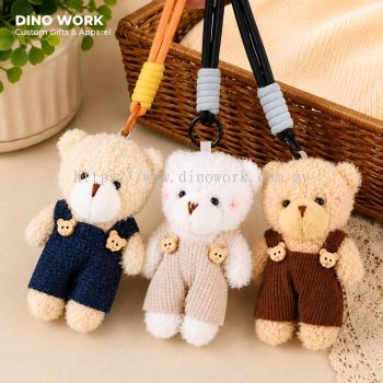Teddy Bear Plush Bag Charm with Custom Acrylic Logo Tag (MOQ = 100 pcs)