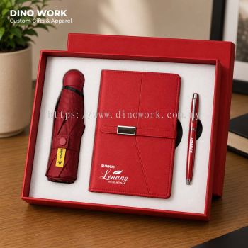 Premium Quality Notebook, Umbrella & Pen Gift Set (3in1)