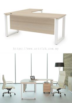 Simple L Shape Manager Table With Wooden Modesty Panel