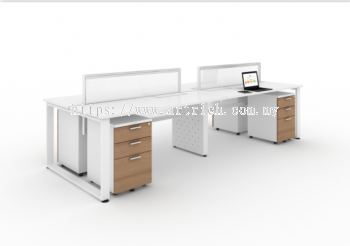 Loop Leg 4 Seater Workstation With Divider Panel