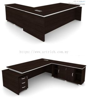 MARS-320-2.1M & 2.4M Solid Wooden Series Director Table With Side Cabinet