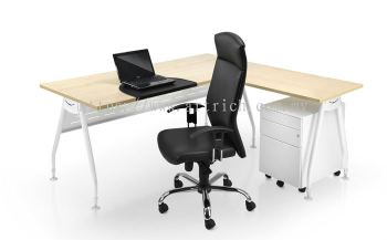 A LEG 1038 - Simple L Shape Office Table With Mobile Pedestal 2D1F