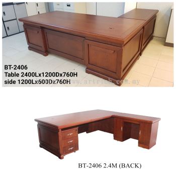 BT-2406-2.4M Solid Wooden Director Table Set With Side Table