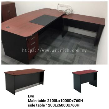 Evo Series-2.1M Wooden Director Curve Table With Side Table