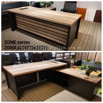 ZONE Series-2.0M Modern Director Table Set With Side Cabinet