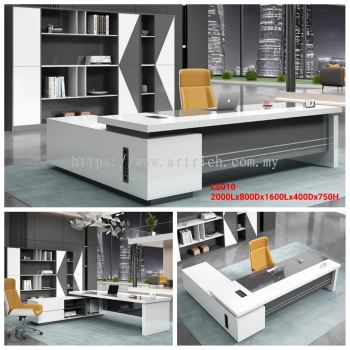 LS010-2.4M Modern Wooden Director Table Set With Side Cabinet