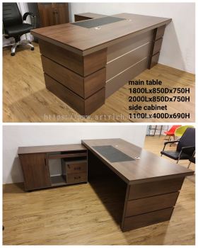 OT1875-1.8M&2.0M Wooden Series Director Table With Side Cabinet Set