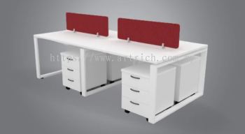 4 Seater Workstation With Divider Panel C/W Mobile Pedestal 3 Drawer