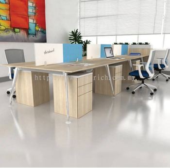 Spider Chrome Leg Cluster of 6 Workstation - Modern Office Solution by Artrich Office Furniture in Johor Bahru