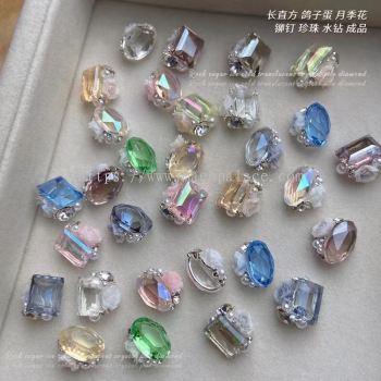 冰透水晶玫瑰花堆鉆 CRYSTAL TRANSPARENT ROSE FLOWER DIAMOND ACCESSORIES