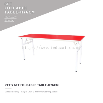 Q027FLH 2ft x 6ft Rectangular Table wt Foldable Legs 