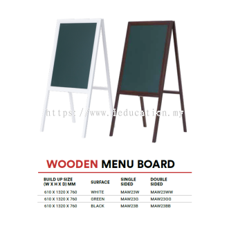 MAW23W Wooden Menu Board - White