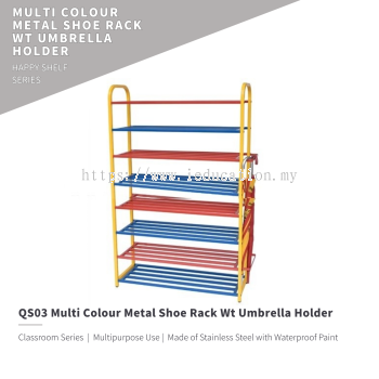 QS03 Multi Colour Metal Shoe Rack Wt Umbrella Holder
