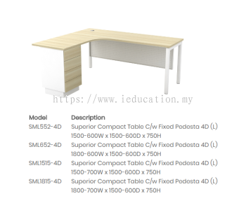 SML552-4D Superior Compact Table C/w Fixed Pedesta 4D (L)