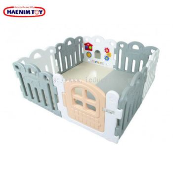Haenim (Korea) Baby Play Yard Petit 8 Panels White Gray + Foldable Play Mat