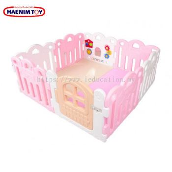 Haenim (Korea) Baby Play Yard Petit 8 Panels White Pink + Foldable Play Mat
