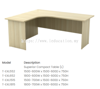 EXL552 Superior Compact Table 1500-600W x 1500-600D x 750H mm