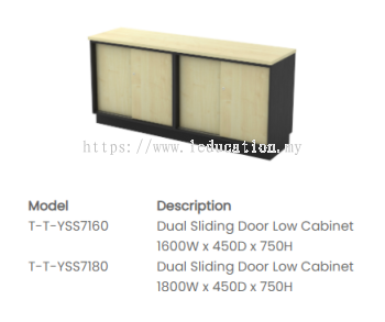 T-YSS7160 Dual Sliding Door Low Cabinet 1600W x 450D x 750H