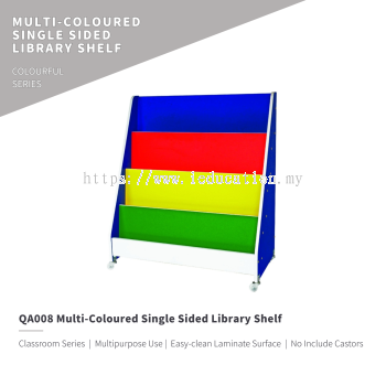 QA008 Multi-Coloured Single Sided Library Shelf - Mini Book Shelf