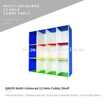 QA039 Multi-Coloured 12 Hole Cubby Shelf