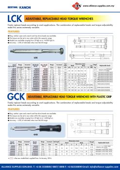 KANON LCK Adjustable, Replaceable Head Torque Wrenches And GCK Adjustable, Replaceable Head Torque Wrenches With Plastic Grip