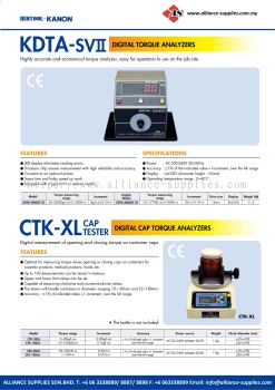 KANON KDTA-SVII Digital Torque Analyzers And CTK-XL Cap Tester Digital Cap Torque Analyzers