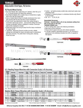 SNAP-ON Adjustable Click-Type Torque Wrench TQFR50B/TQFR100B/TQFR50C/TQFR100C/TQR100B/TQFR250E/TQR250E/TQR400E/TQR600E/TQFRN130B/TQFRN68B/TQFRN350D/TQFRM34D/TQRM80C