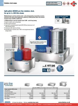DENIOS Spill Pallets for Drums and Small Containers in Stainless Steel