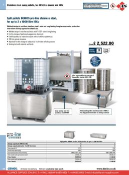 DENIOS Spill Pallets and Dispensing Stations in Steel and Stainless Steels for IBCs