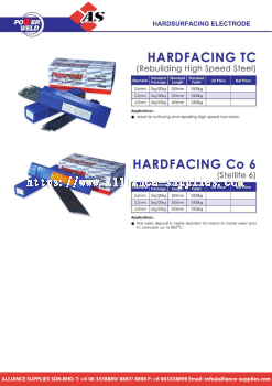 27.09.4 HARDSURFACING ELECTRODE HARDFACING TC / HARDFACING Co6