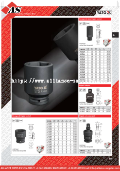 YATO Hexagonal Deep Impact Socket / Impact Adapter / Impact Universal Joint