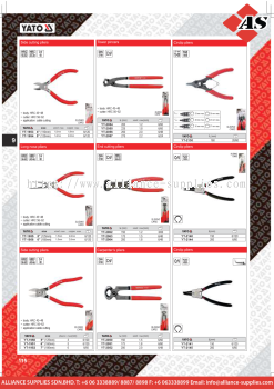 YATO Side Cutting Pliers / Tower Pincers / Circlip Pliers / Long Nose Pliers / End Cutting Pliers