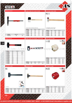 YATO Welding Hammer / Rubber Mallet with Wooden Handle / Rubber Mallet with Fibreglass, TPR Handle