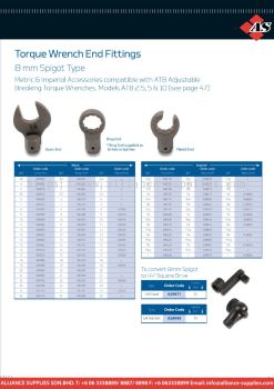 GEDORE Torque Wrench End Fittings - 8mm Spigot Type