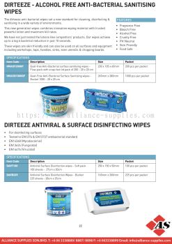 Dirteeze - Alcohol Free Anti-Bacterial Sanitising Wipes / Antiviral & Surface Disinfecting Wipes