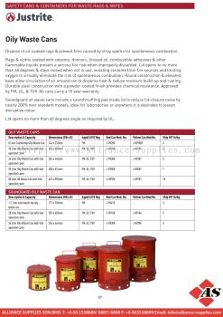 Safety Cans & Containers For Waste Rags & Wipes (JUSTRITE)