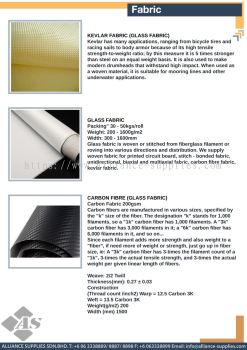 Kevlar Fabric (Glass Fabric) /Glass Fabric / Carbon Fibre (Glass Fabric)