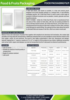 Food Packaging Film - 4 Side Seal Pouch