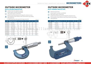 DASQUA Outside Micrometer with 0.01mmm Graduation / Outside Micrometer with Thermal Protection